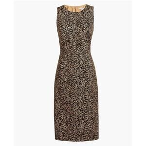 J.Crew Women's Leopard Animal Print Sheath Dress Size 2 Sleeveless Knee-Length